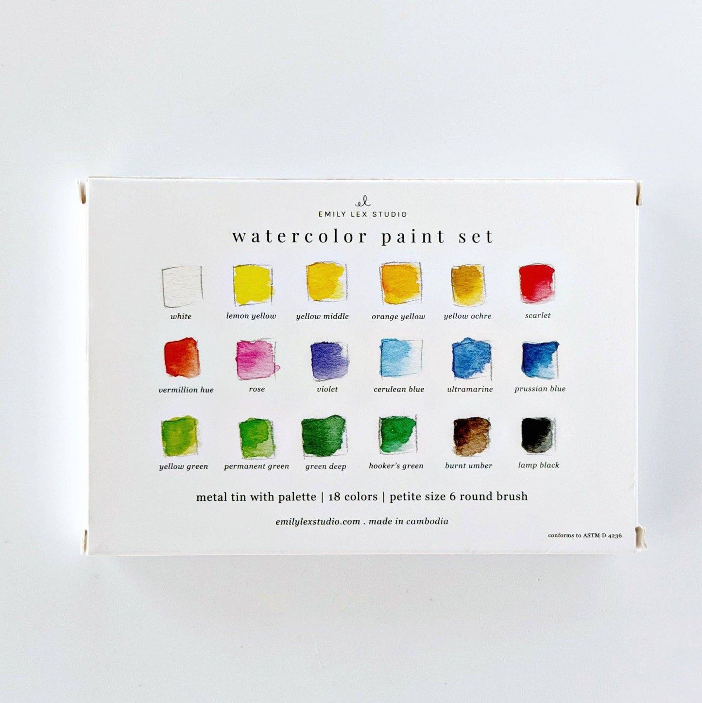 Watercolor paint set - 18 colors with mini brush