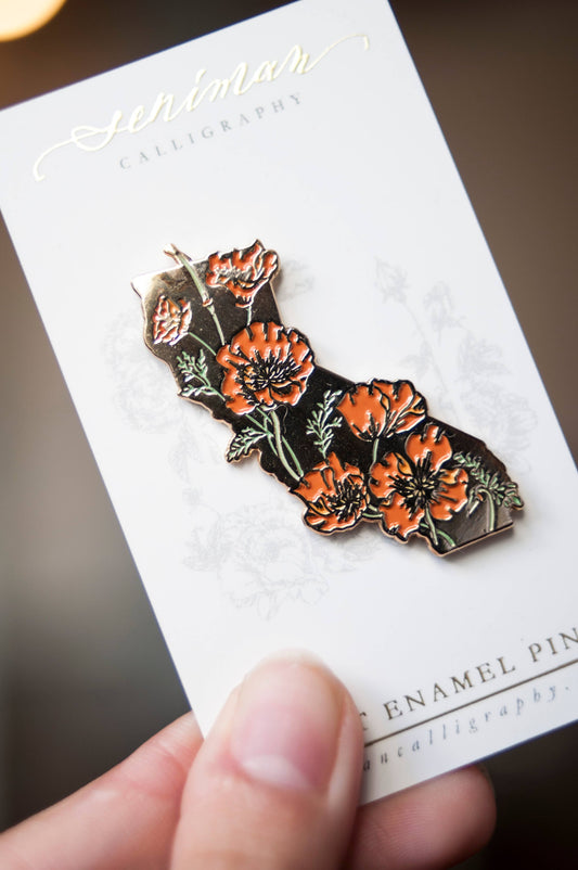 California Poppy Gold Enamel Pin