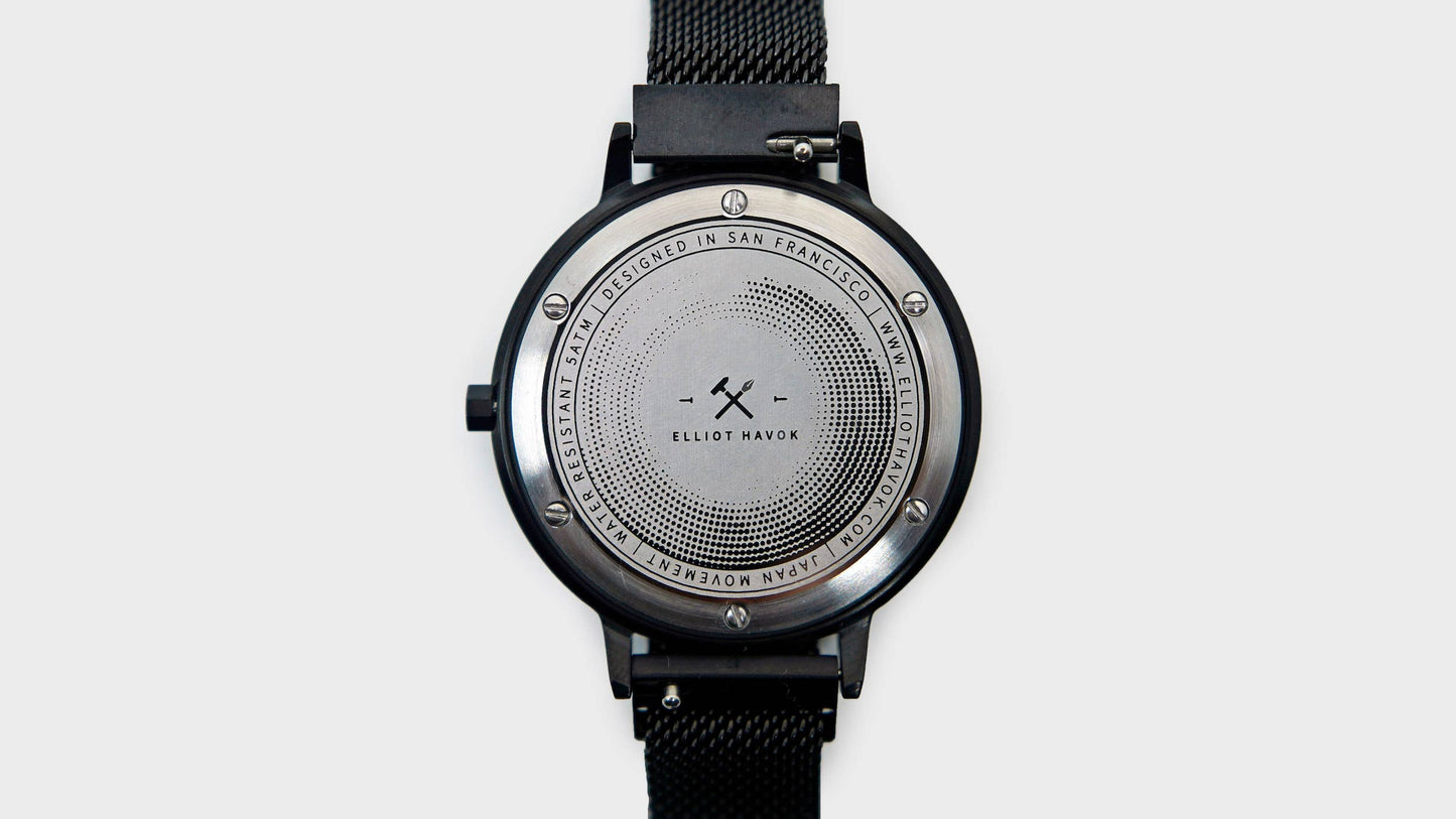Piano Black Minimalist Mesh - 38mm