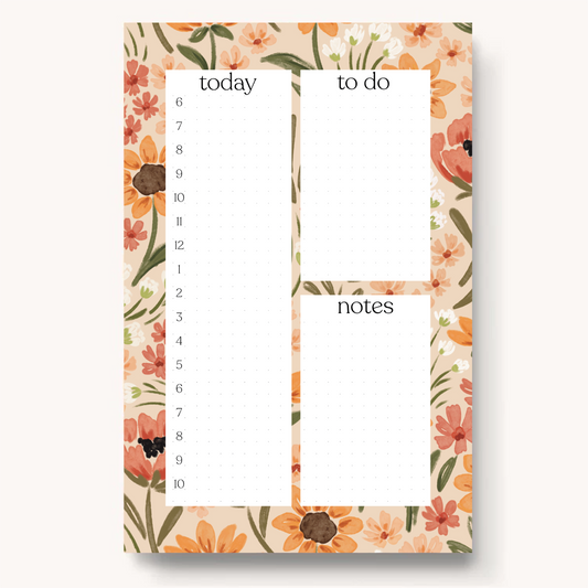Floral Daily Planner Notepad
