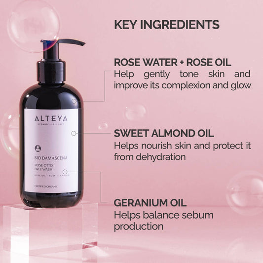 Organic Bulgarian Rose Otto Face Wash - BioDamascena Line