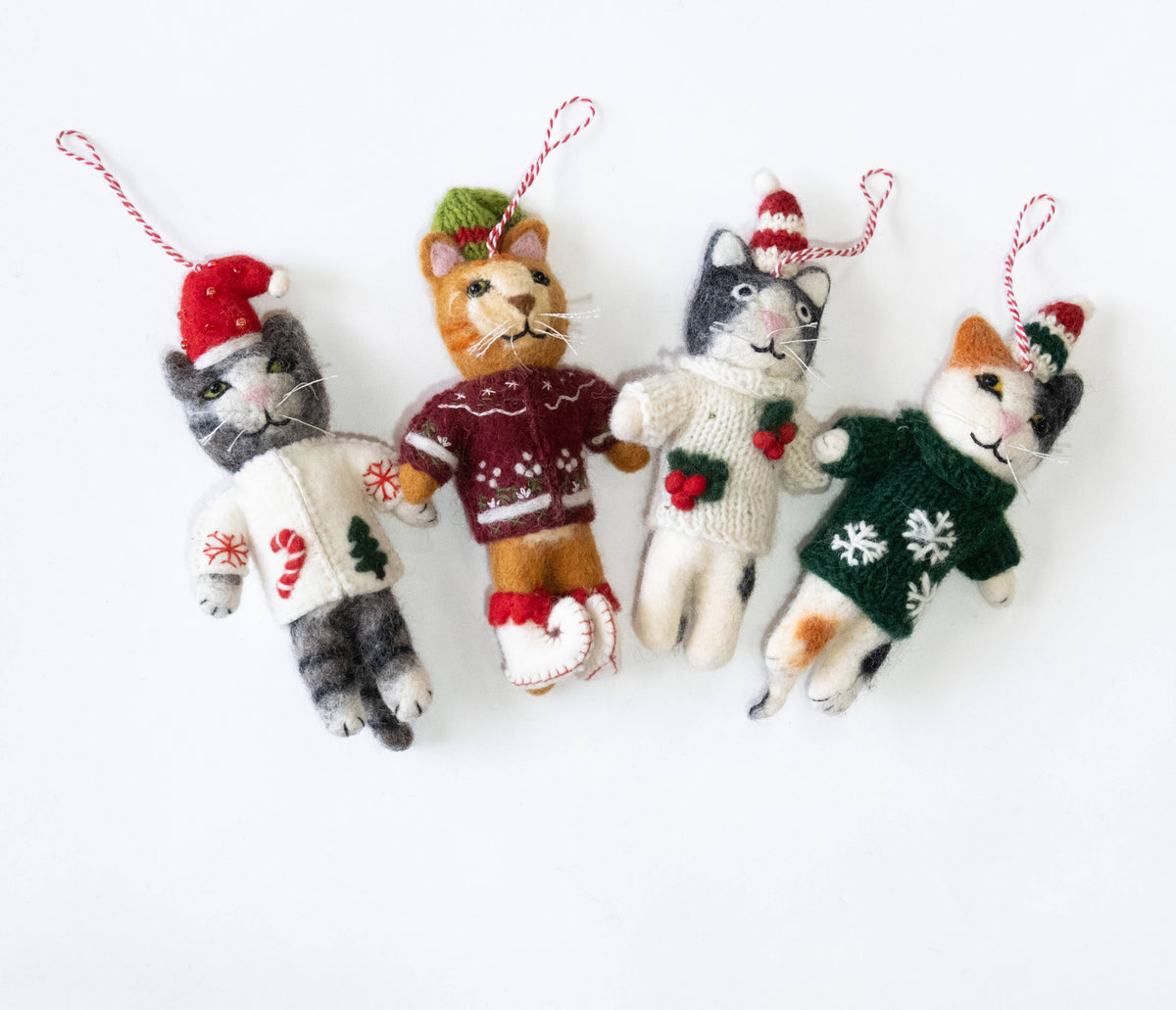 Ornament - Felt Cat handknit sweater