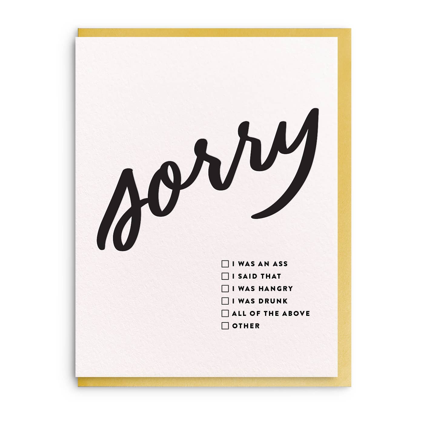 Sorry Checkbox - Letterpress Sympathy Card