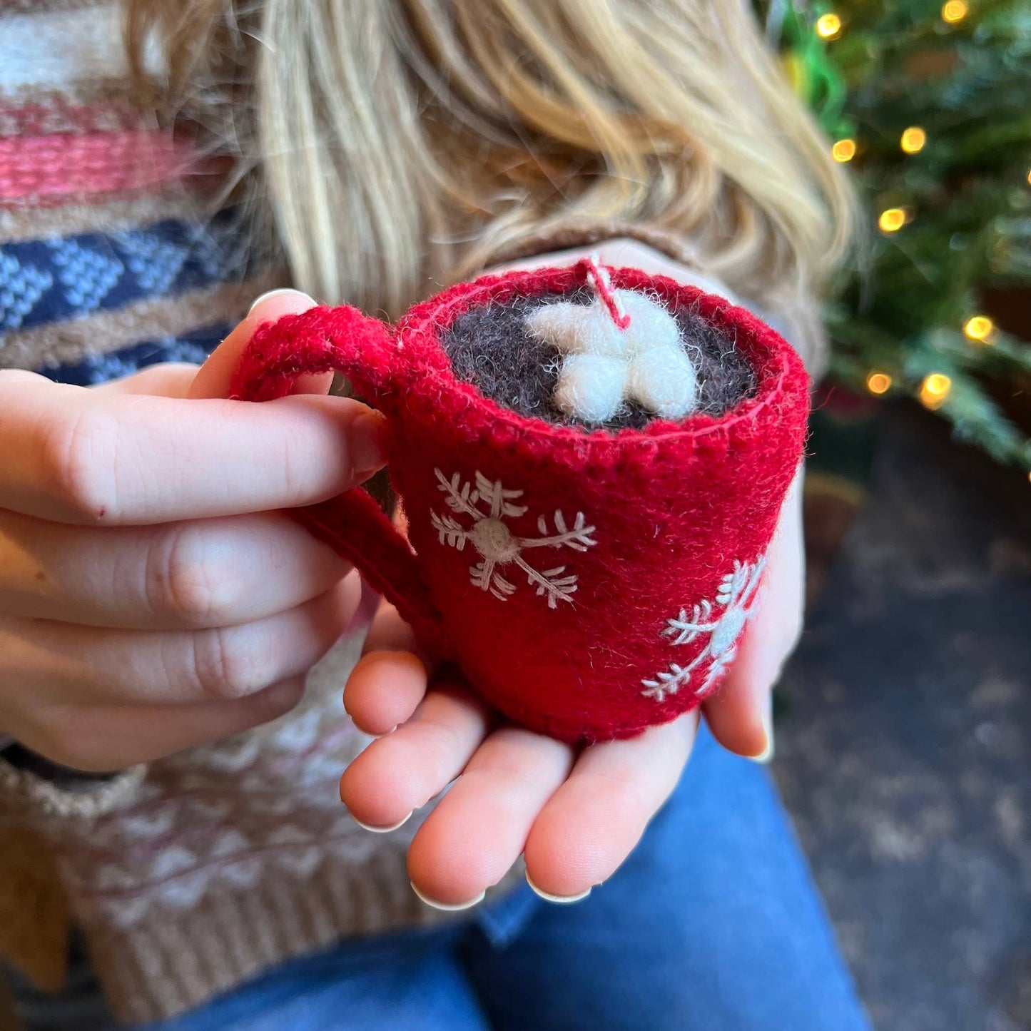 Hot Chocolate Felt Wool Christmas Ornament