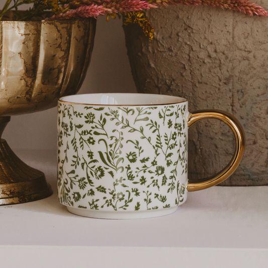 Green Floral - Coffee Mug
