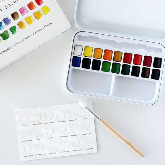 Watercolor paint set - 18 colors with mini brush