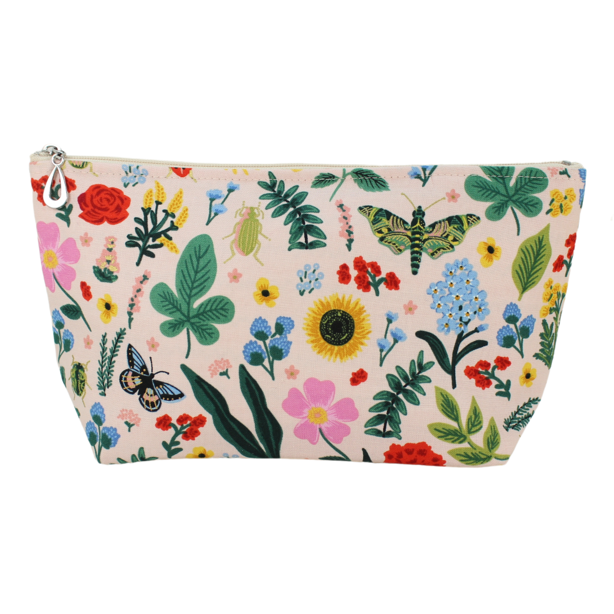 The Medium Makeup Bag | Lined Zip Pouch | Metallic Cotton
