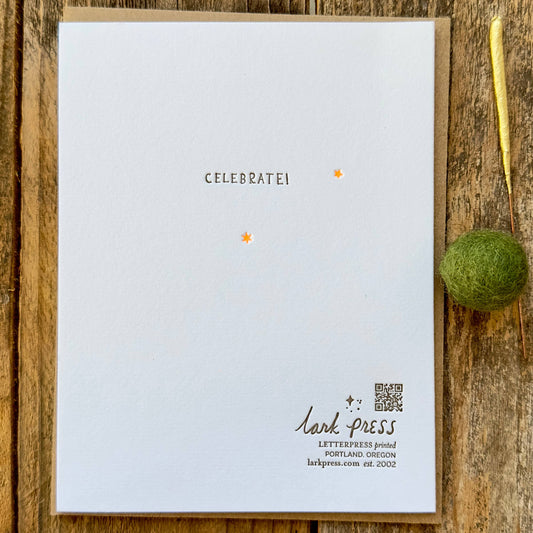 Gold Foil Sparkler Birthday Fluorescent Letterpress Card