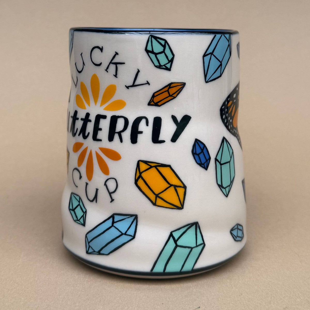 Lucky Butterfly Cup - XLarge Ceramic Mug - 16oz