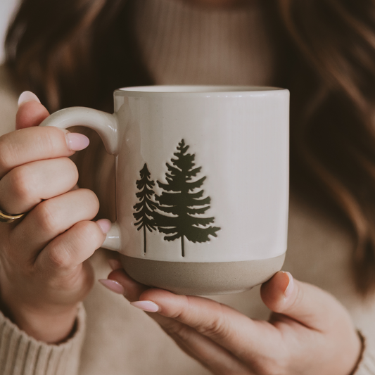 Green Trees - Stoneware Coffee Mug