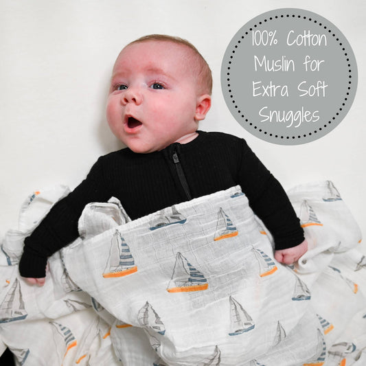 Muslin Swaddling Blanket - Sailing
