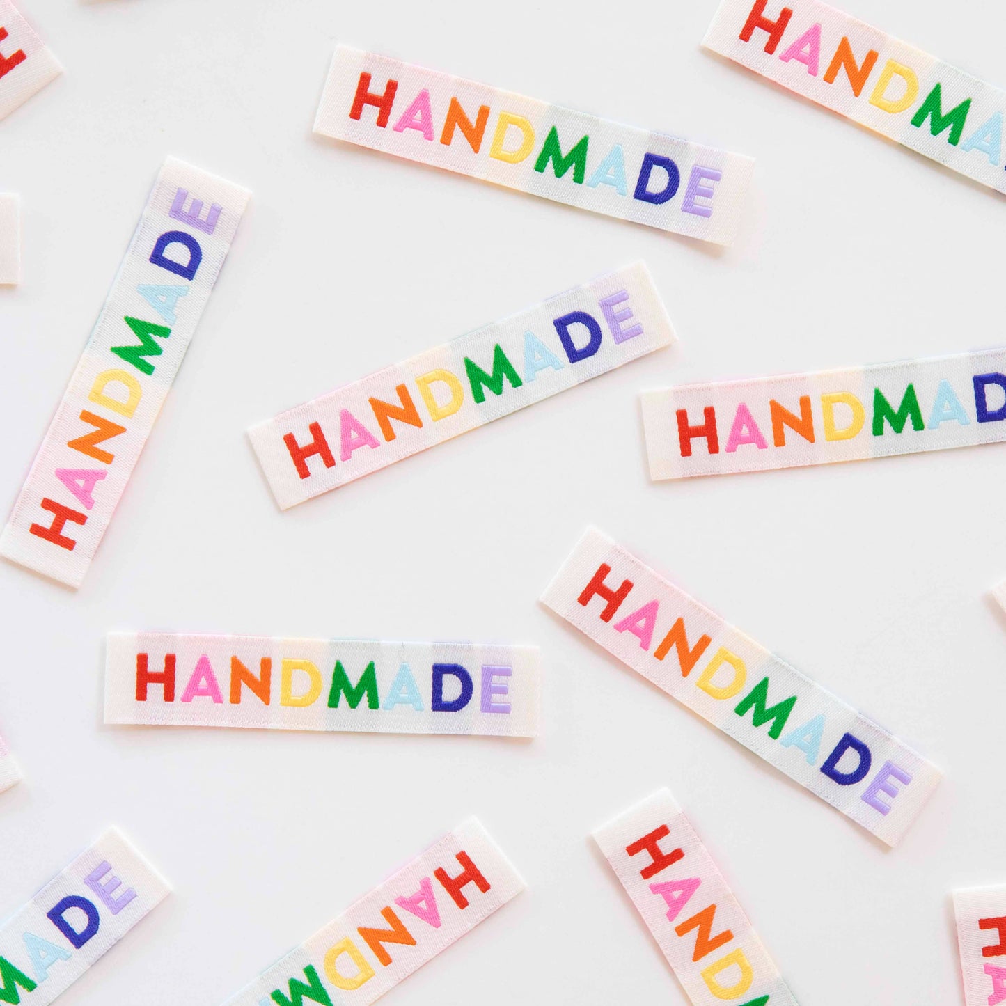 Handmade Woven Sewing Labels - Rainbow Colors