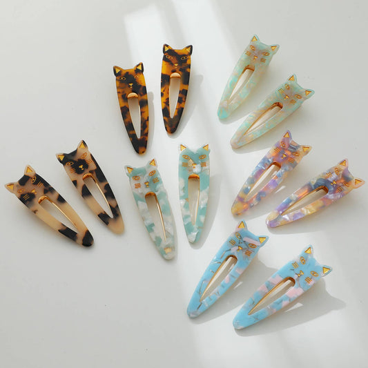 Pointed Cat Face Barrette Hair Clip