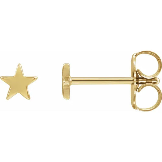 14K Mini Star Stud Earrings (Pair)