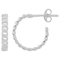 Curb Chain Hoop Post Earrings