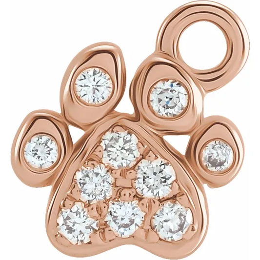 14K Natural Diamond Paw Charm
