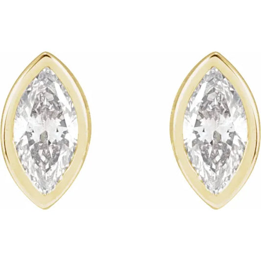 14K Natural Marquise Diamond Stud Earrings (Pair)