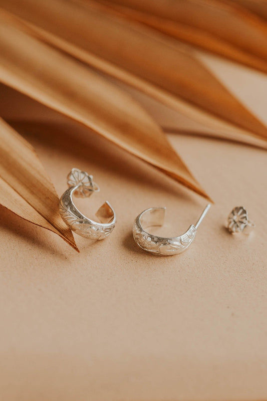 Luxe Floral Hoop Stud Earrings
