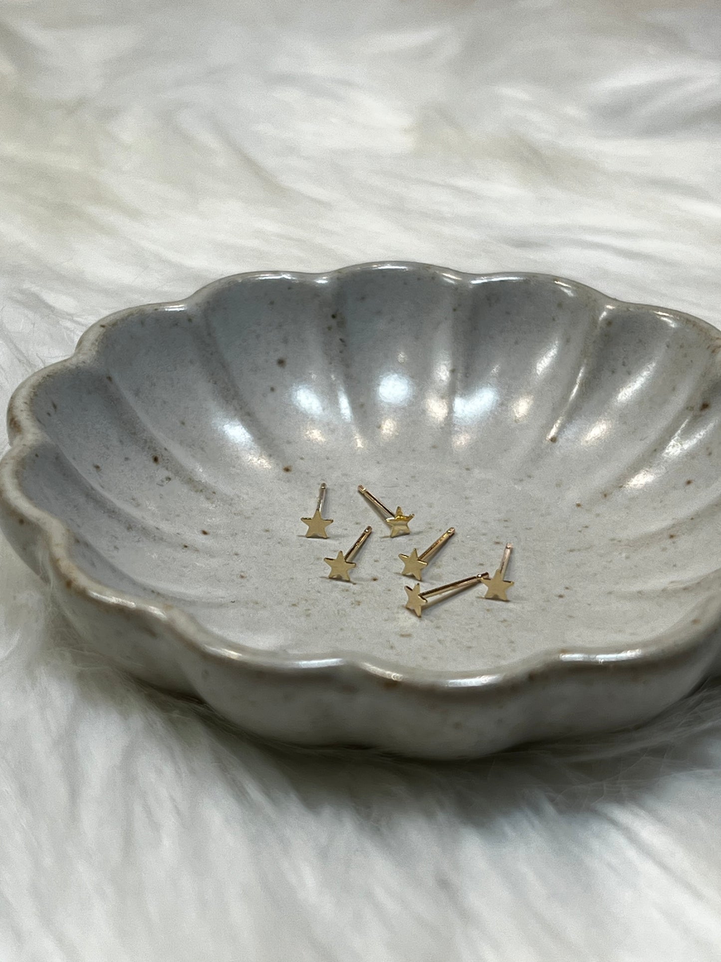 14K Mini Star Stud Earrings (Pair)