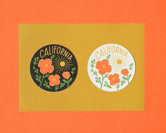 California Poppy Sun Black Sticker