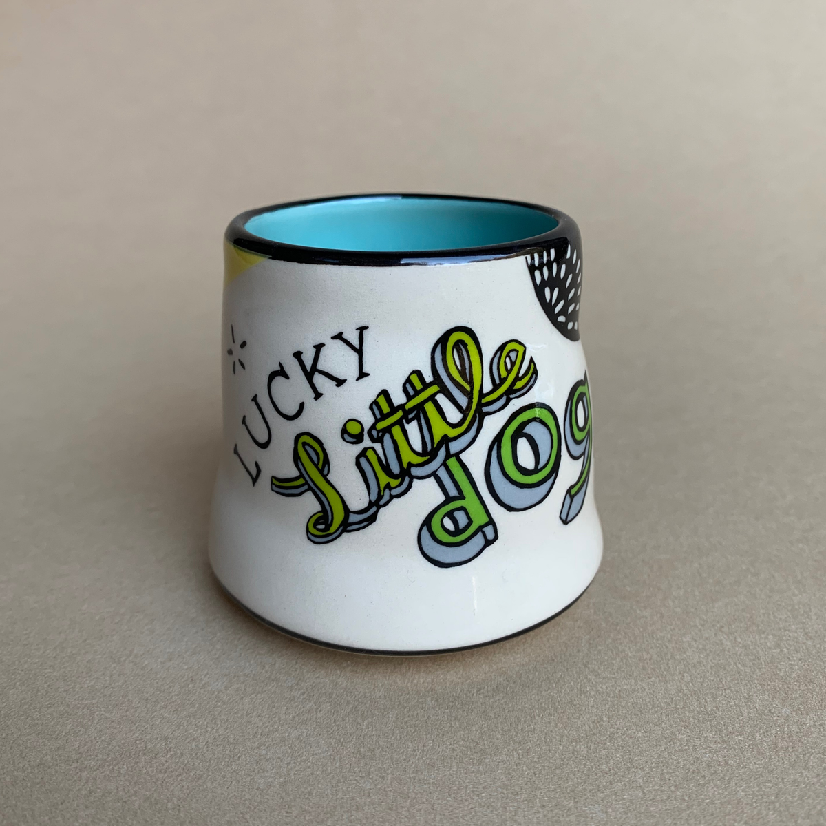 Lucky Little Dog Cup - Small Ceramic Holiday Gift Mug