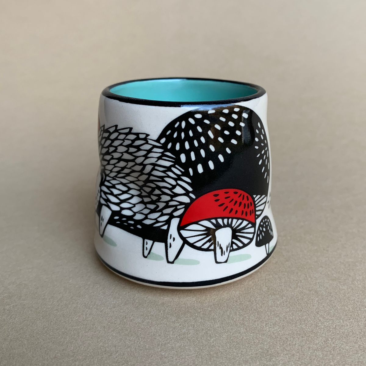 Lucky Hedgehog Cup - Small Ceramic Christmas Holiday Mug