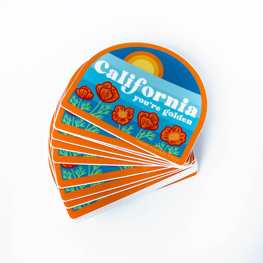 Retro California You're Golden Sticker