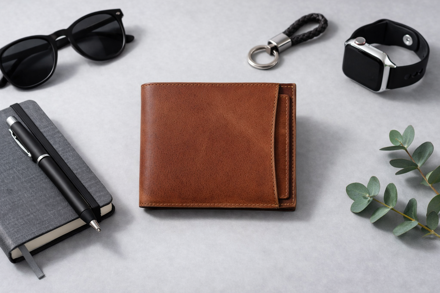 Leather Wallet with Card Holder, Bifold Kangaroo Wallet