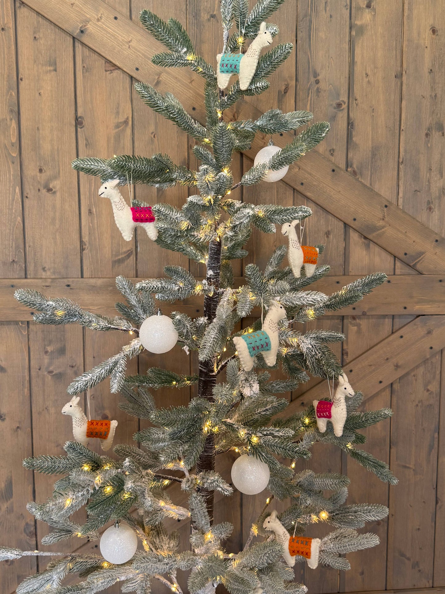 Handmade Felt Llama / Christmas Tree Ornament - Pink