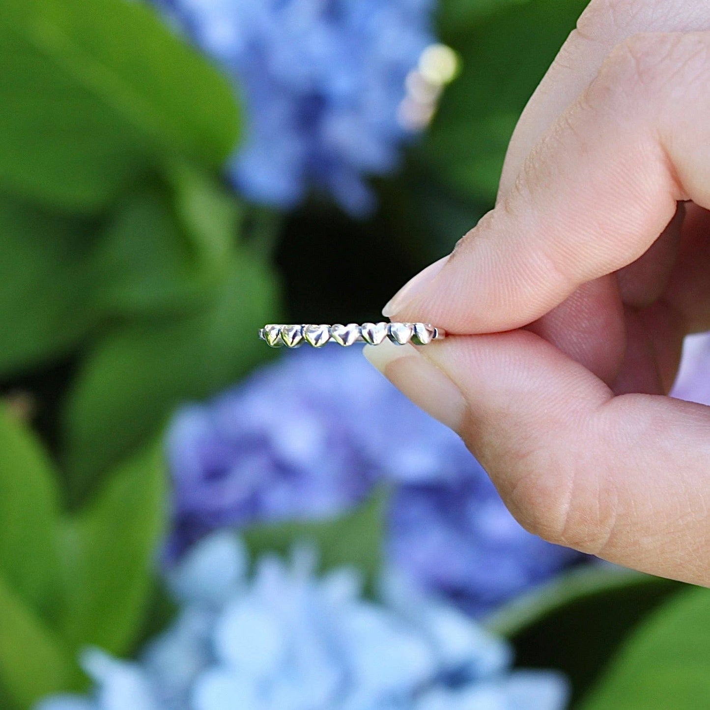 7- Hearts Sterling Silver Band/Stacked Ring