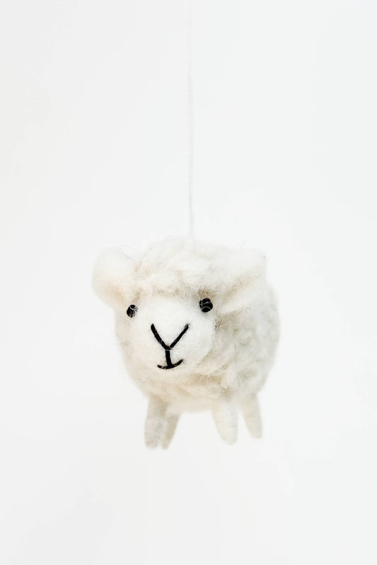 Felt Fluffy White Sheep / Handmade Christmas Ornament