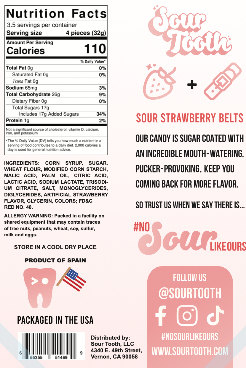 Sour Strawberry Belts