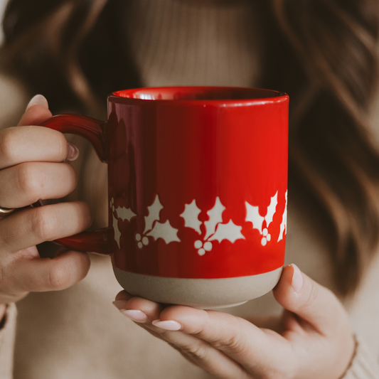 Red Holly - Stoneware Coffee Mug
