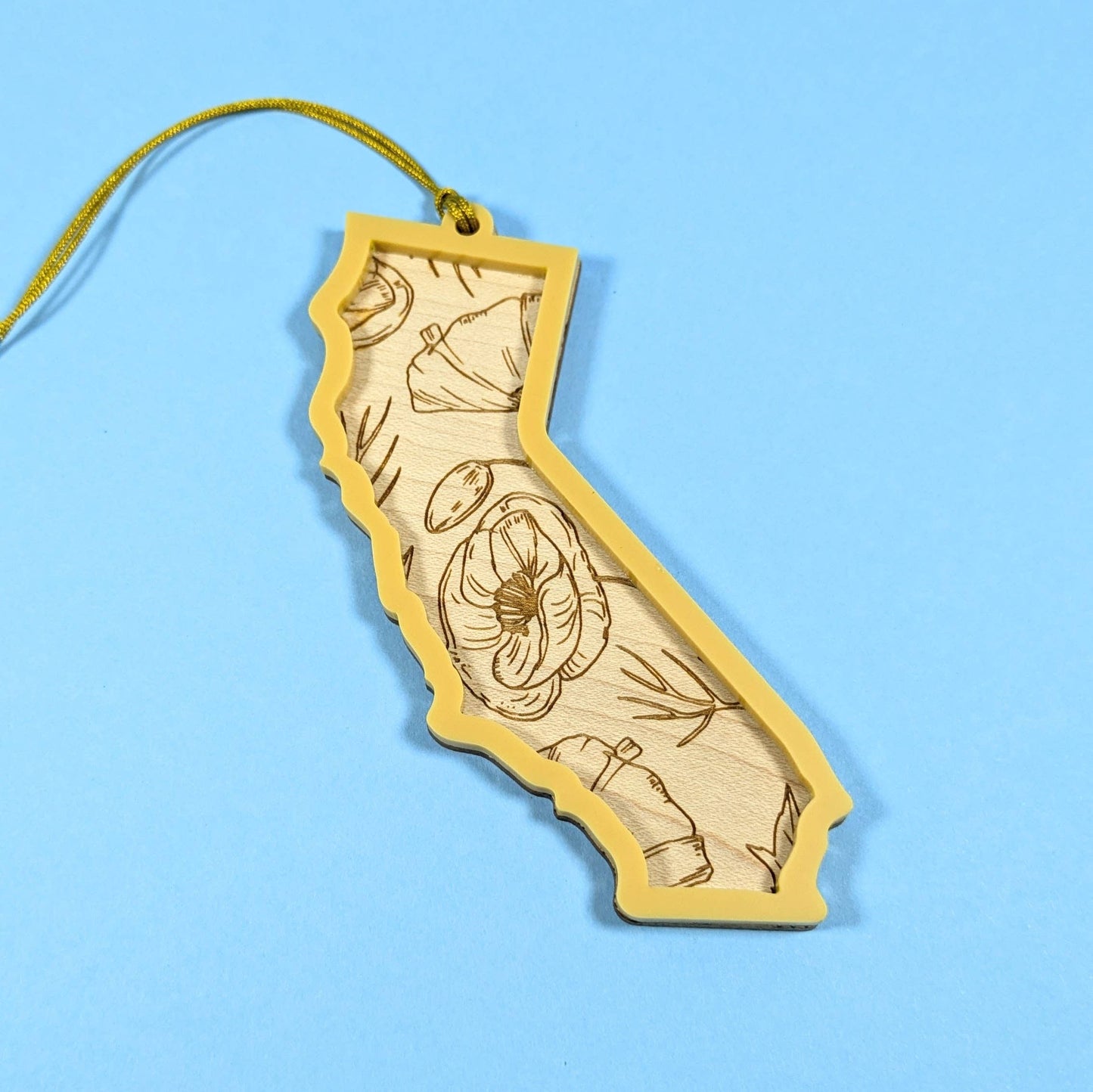 California Poppy State Shaped Ornament