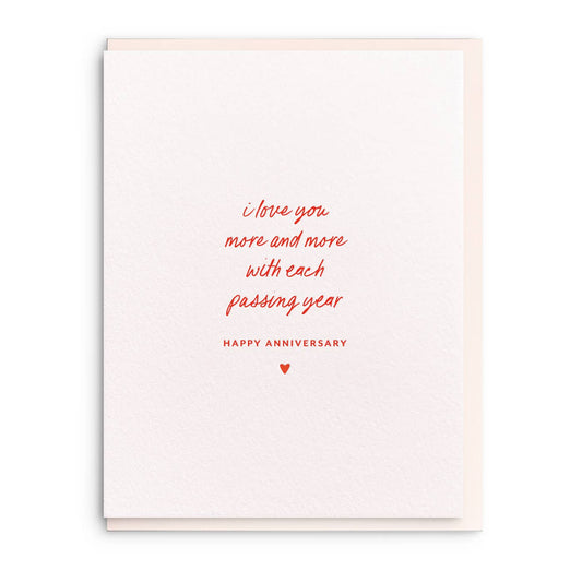 Each Passing Year, Letterpress Anniversary Card
