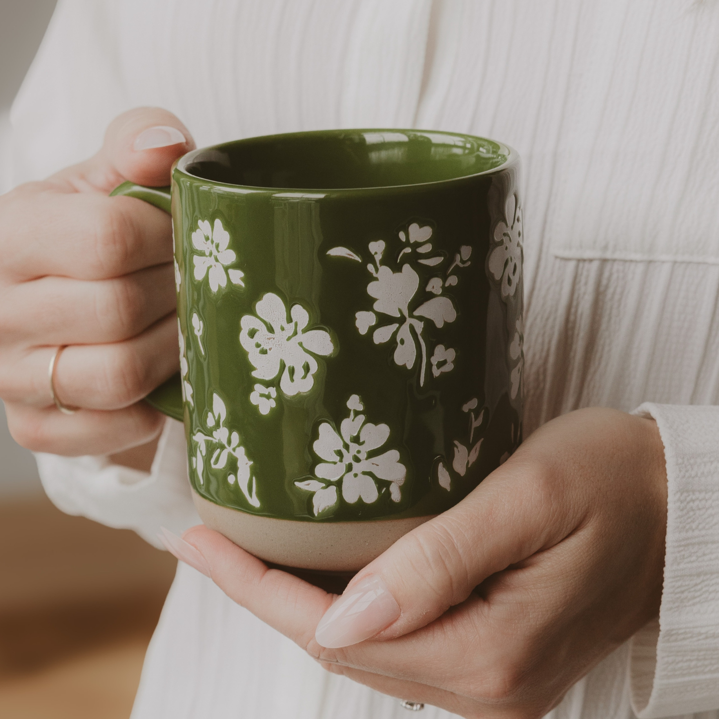 Green Floral - Stoneware Mug