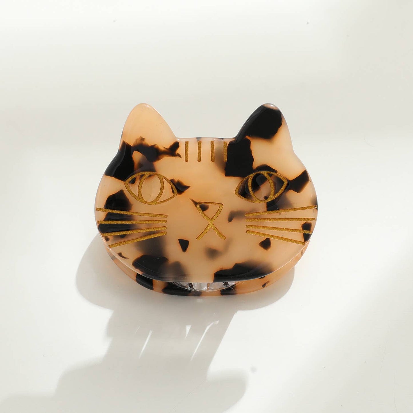 Hand Painted Cat Face Claw Clip