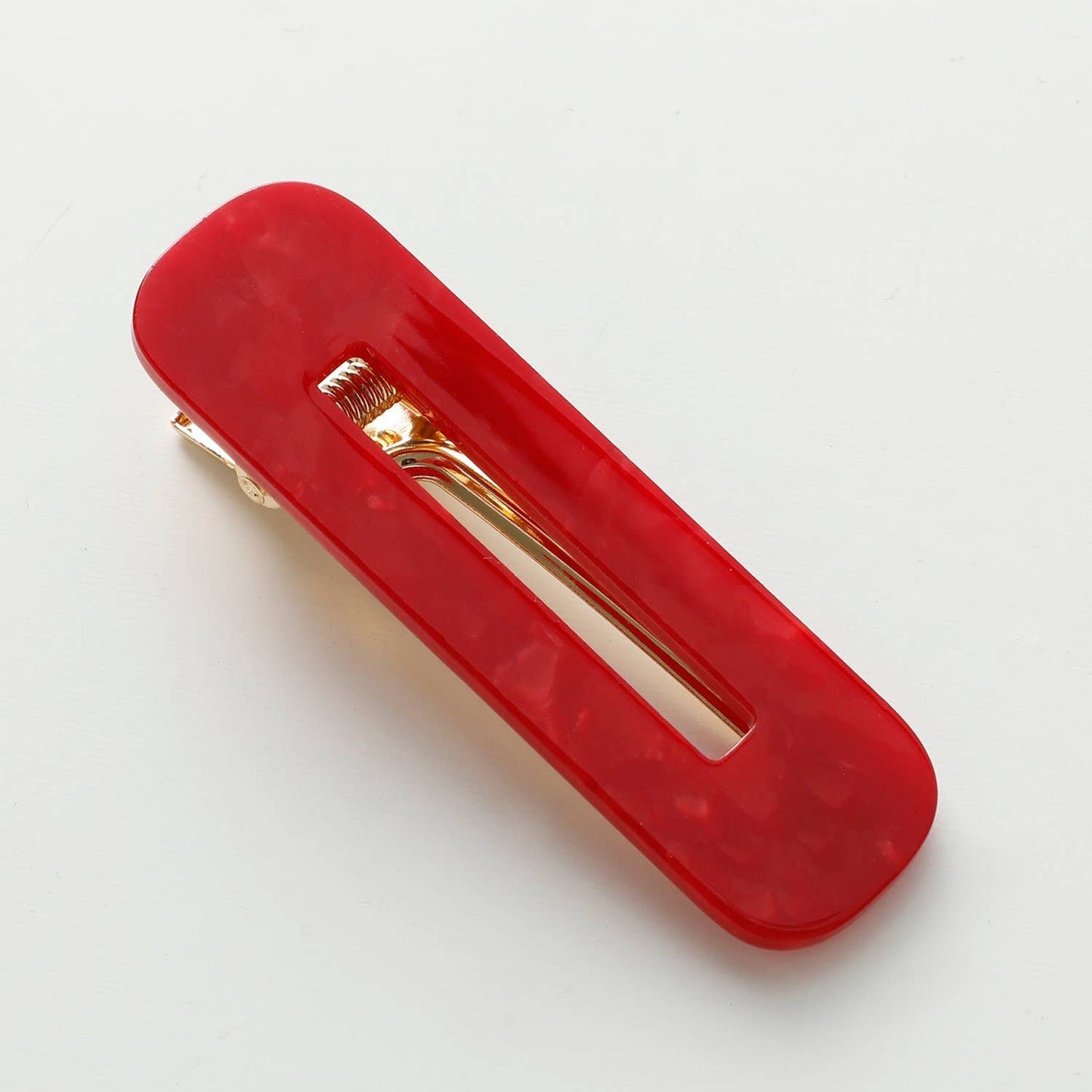Red Printed Barrette Hair Clip