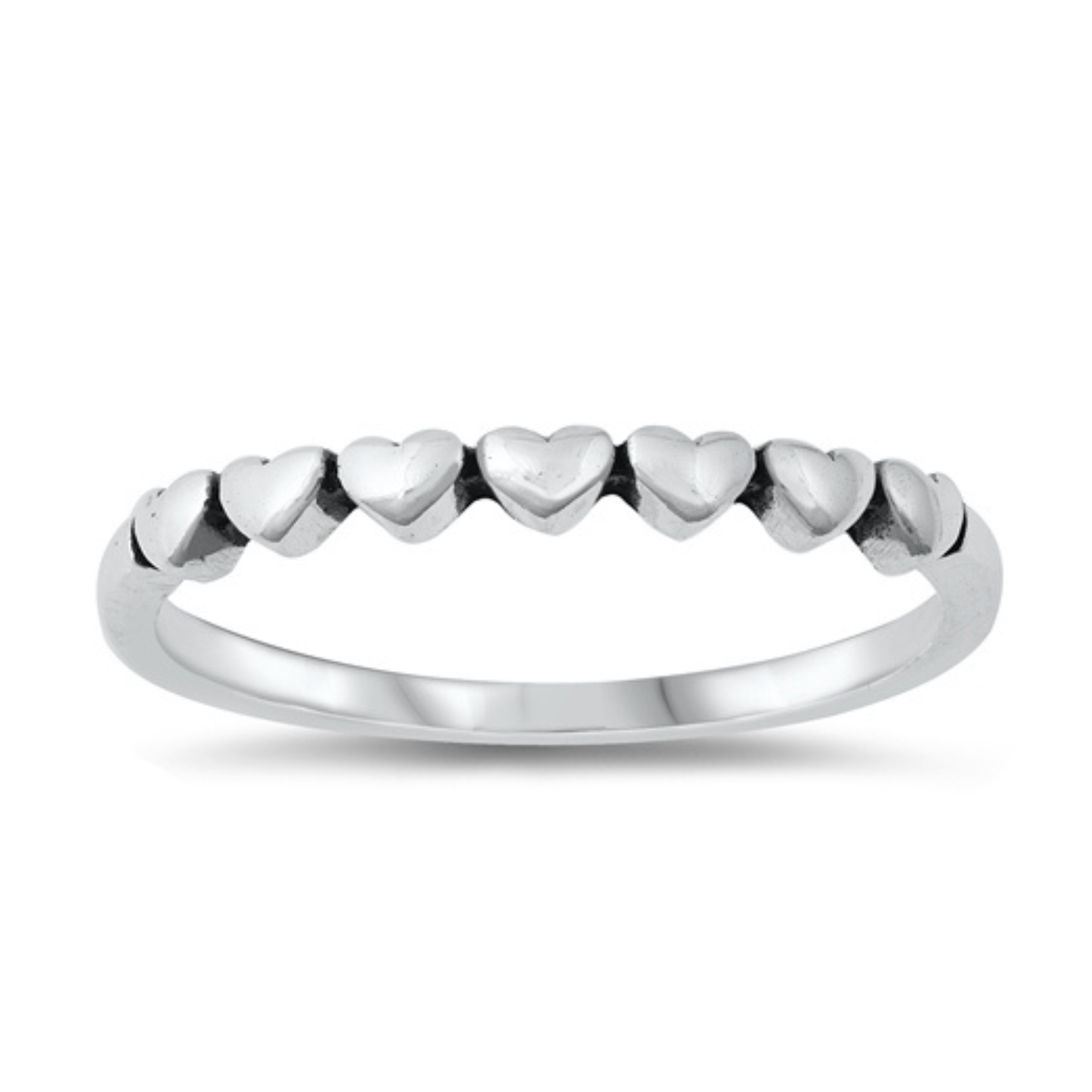 7- Hearts Sterling Silver Band/Stacked Ring