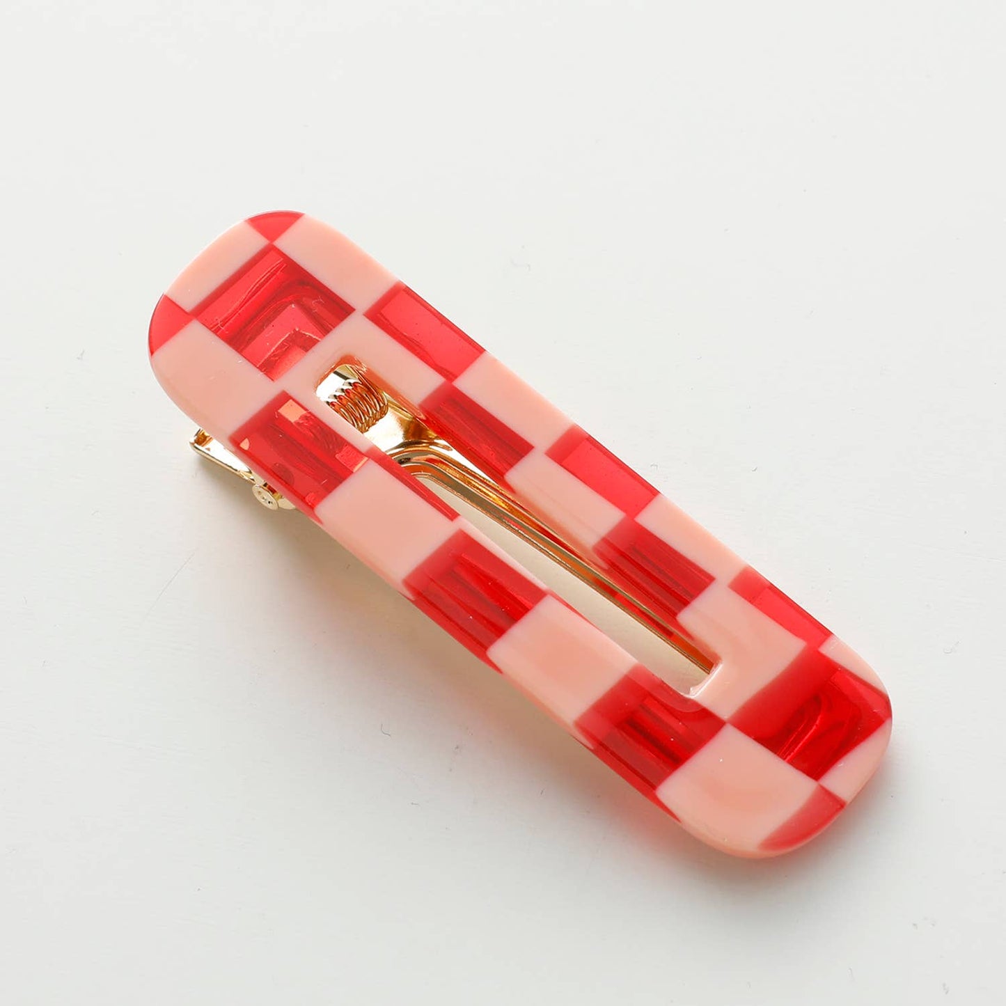 Red Printed Barrette Hair Clip