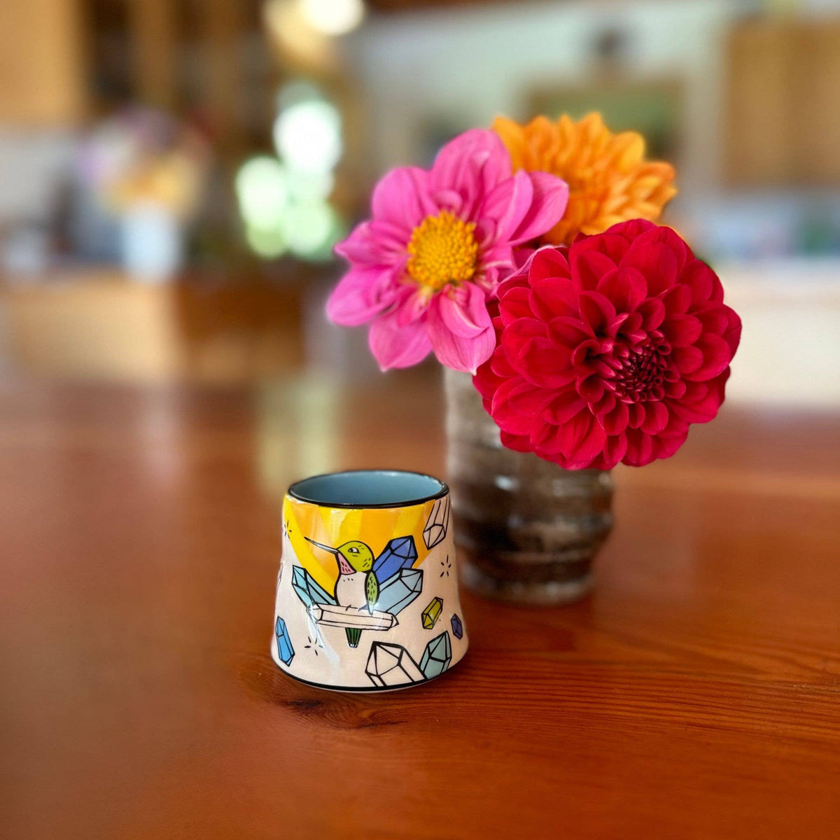 Lucky Hummingbird Cup - Small Ceramic Christmas Holiday Mug