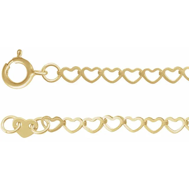14K Linked Heart Bracelet - The Chain Shop