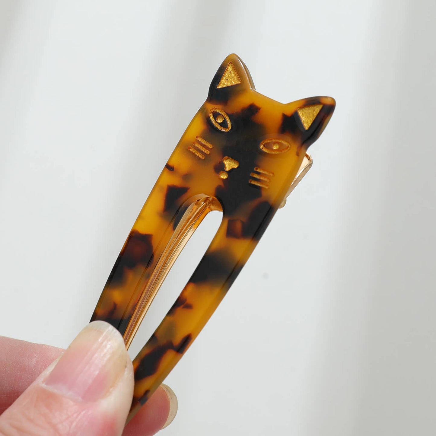 Pointed Cat Face Barrette Hair Clip