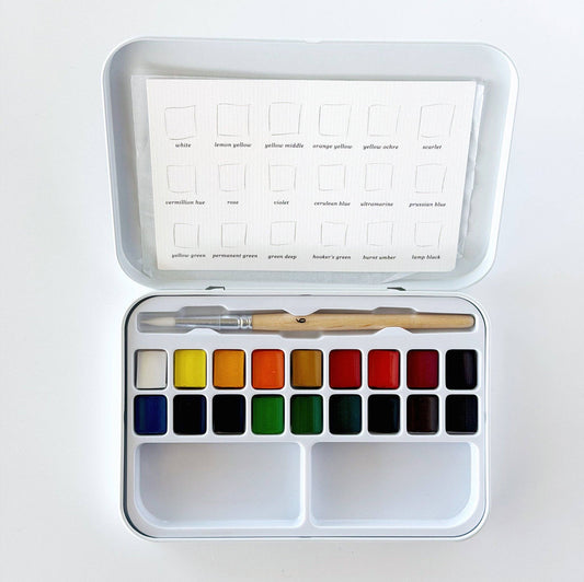 Watercolor paint set - 18 colors with mini brush