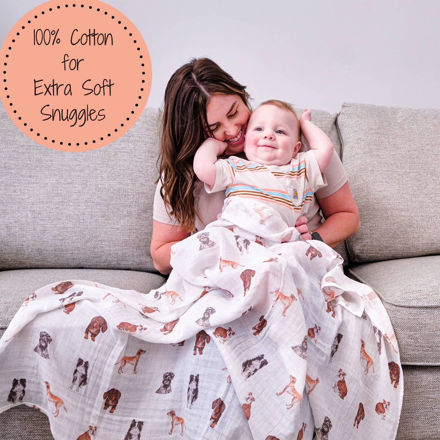 Muslin Swaddling Blanket - Dog