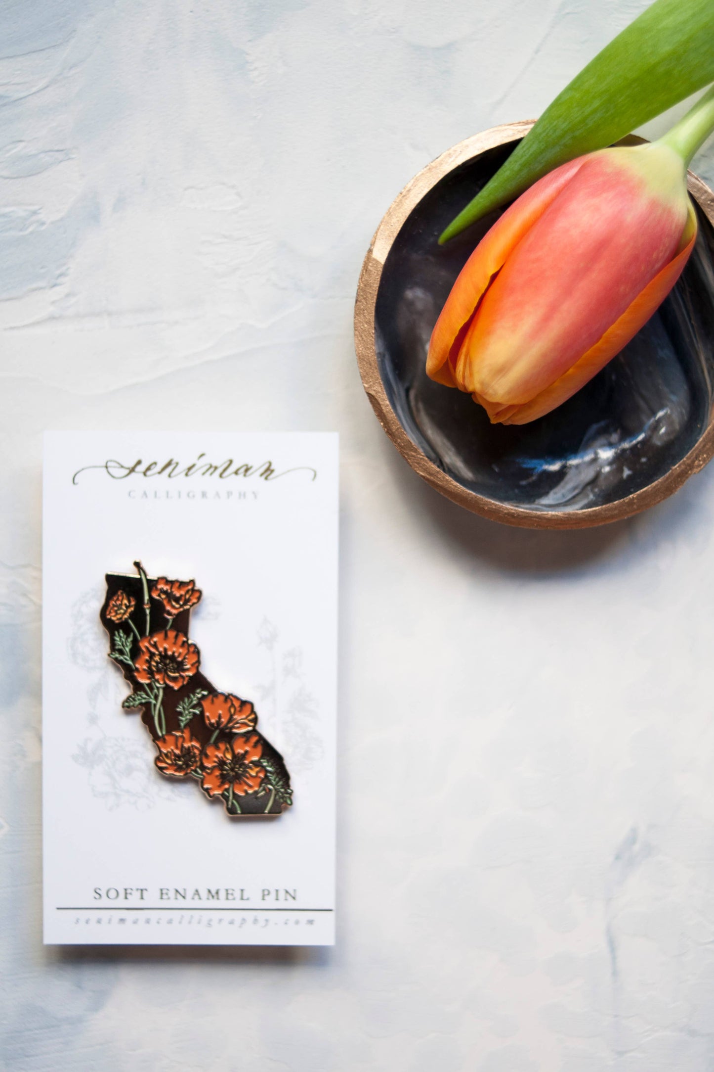 California Poppy Gold Enamel Pin