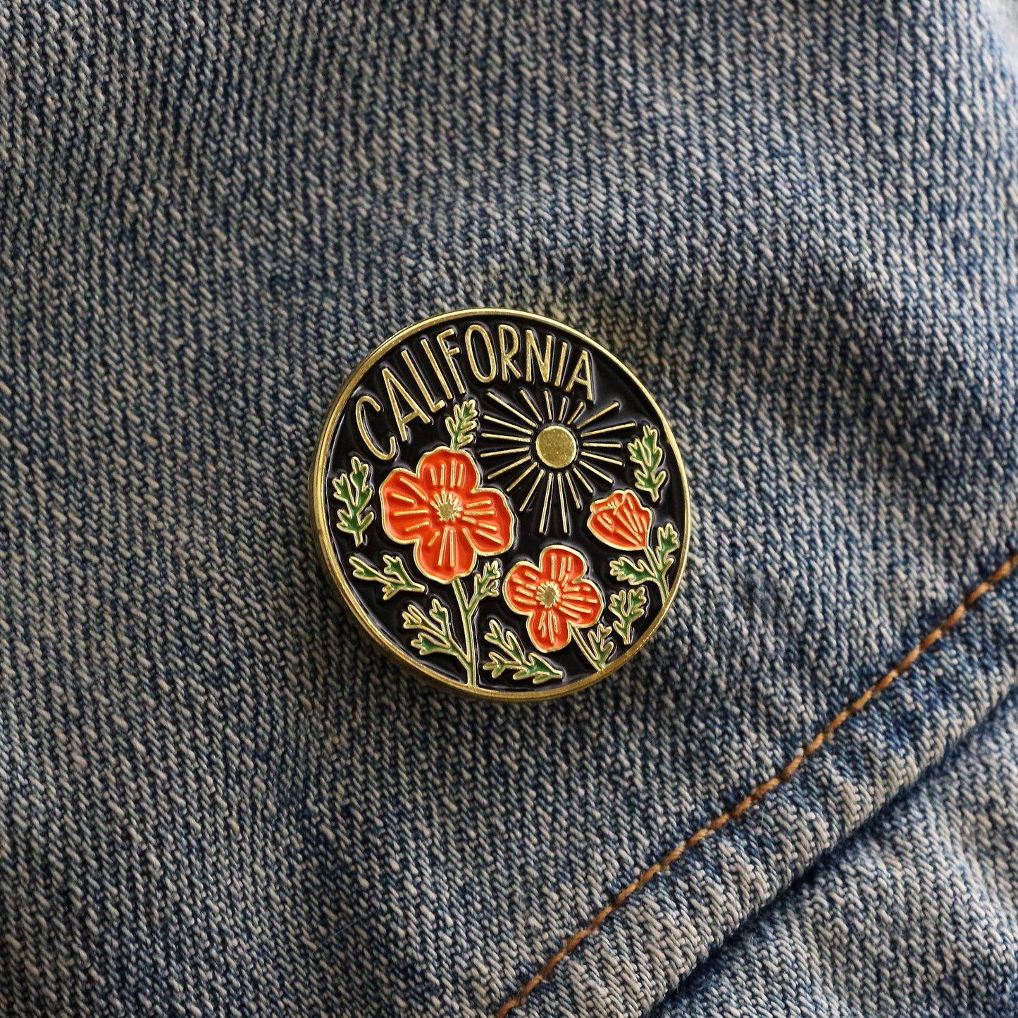 California Poppy Sun Enamel Pin