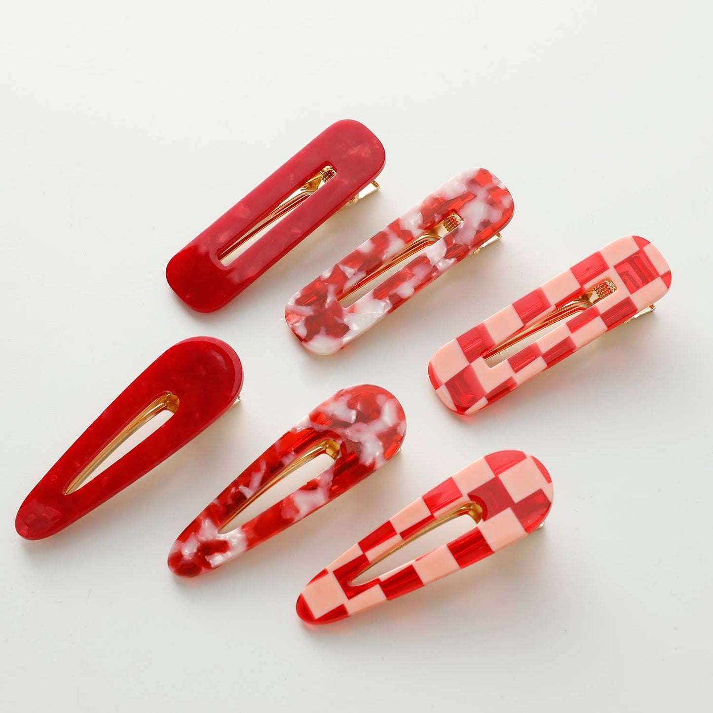 Red Printed Barrette Hair Clip