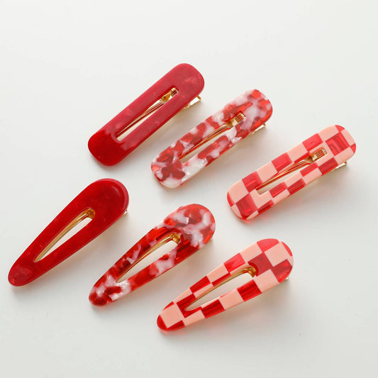 Red Printed Barrette Hair Clip