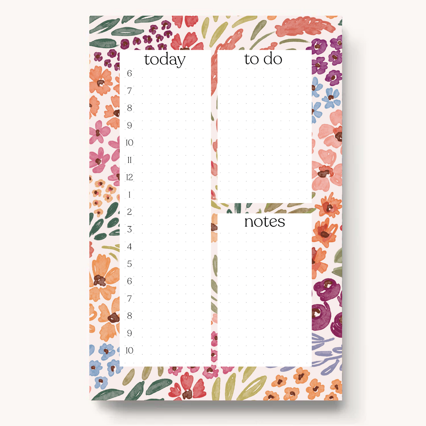 Floral Daily Planner Notepad